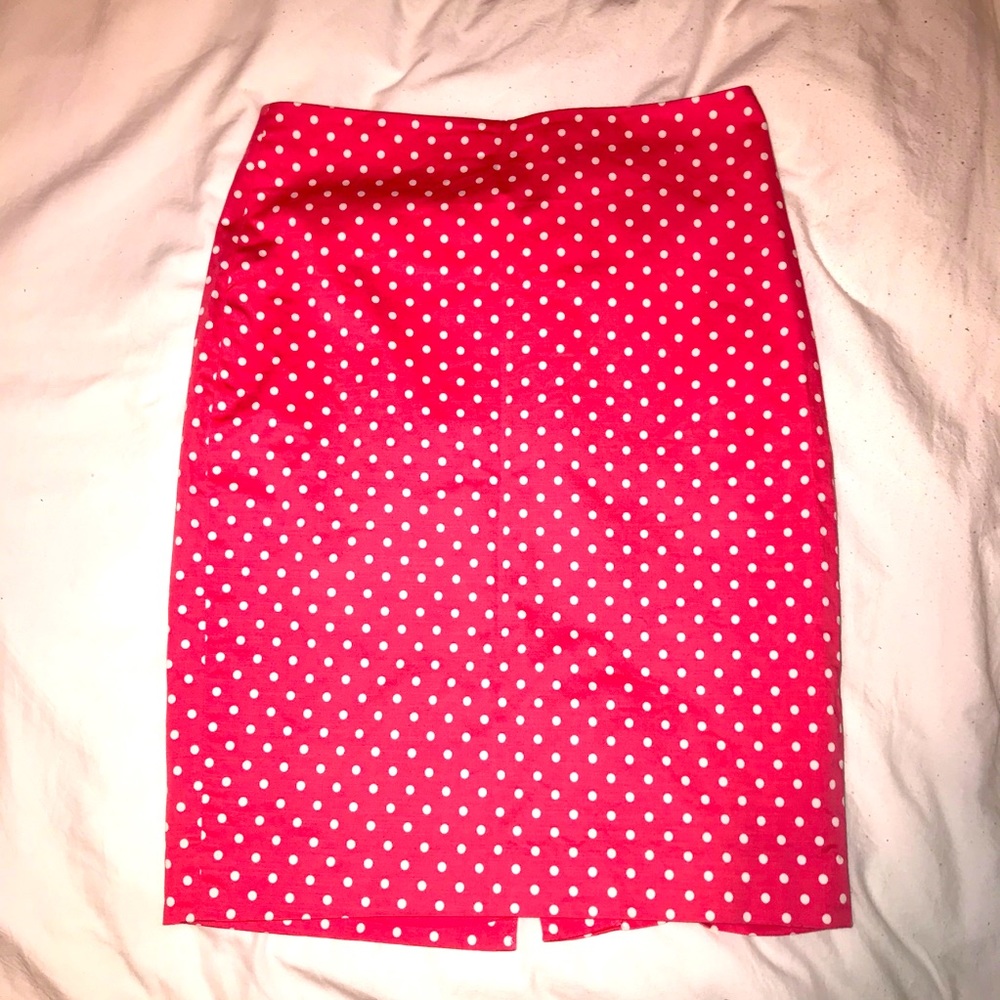 Pencil skirt polka dot pink size 0 Ann Taylor